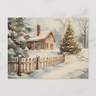 Festive Vintage Christmas Scene Postcard