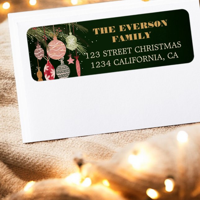 Festive Vintage Ornaments Christmas Illustrations (Festive Vintage Ornaments Christmas Illustrations Label)