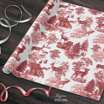 Festive Vintage Red Deer Woodland Toile Wrapping Paper<br><div class="desc">Classic French toile de jouy fabric pattern, with countryside motifs of different kinds of American deer. This elegant design is in festive red tones and is suitable for special occasions like birthdays, baby showers, bridal showers, anniversaries, and holiday celebrations: Thanksgiving, Christmas, Valentine's day etc. In various cultures deer symbolizes strength,...</div>