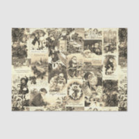 Festive Vintage Santa Christmas Card Collage Beige