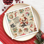 Festive Vintage Santa Claus Christmas Napkin<br><div class="desc">Vintage Christmas decoupage paper plate. Festiver party plate for your Christmas tableware. Designed for you by Blackberry Boulevard.</div>