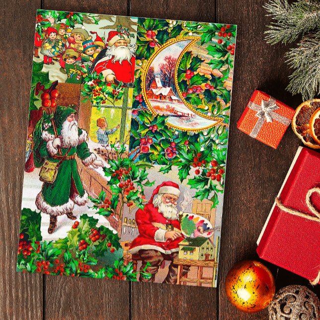 Festive Vintage Victorian Christmas Santa Message Postcard (Creator Uploaded)