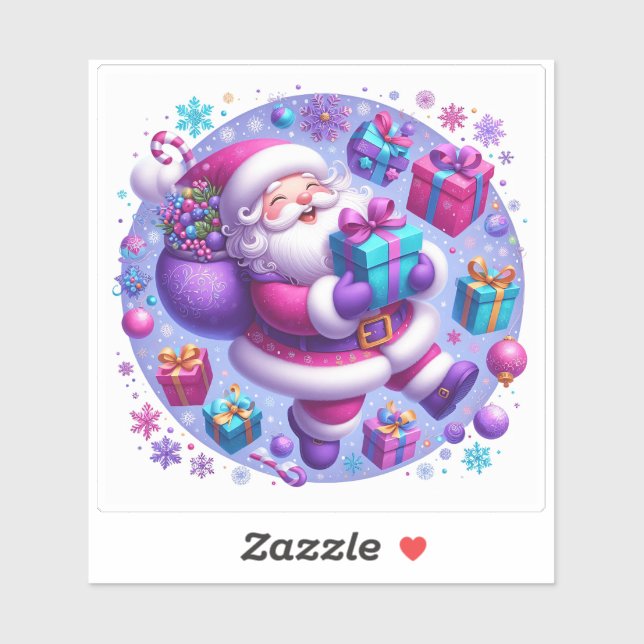Festive Violet Christmas Joy With Santa and Gifts (Sheet)