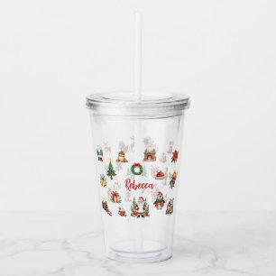 Festive Watercolor Christmas Icons Holiday Tumbler