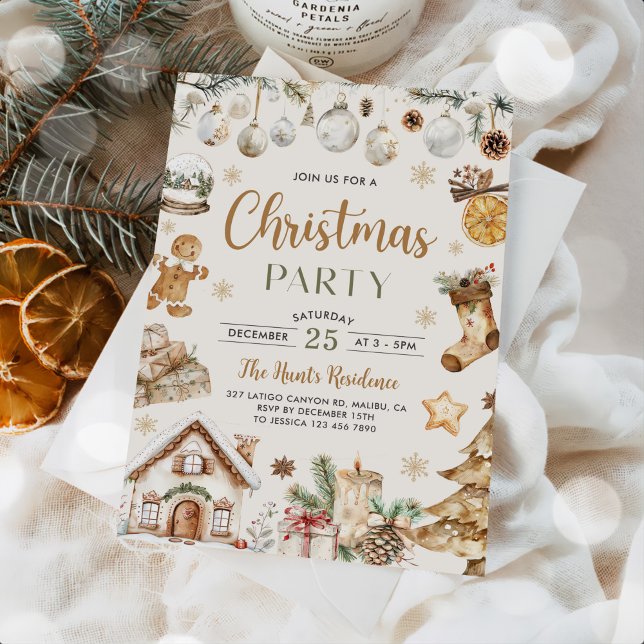 Festive Watercolor Christmas Party Invitation (Creator Uploaded)