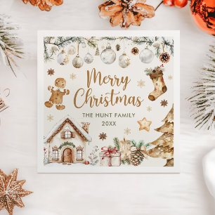 Festive Watercolor Christmas Party  Napkin
