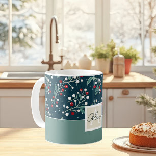 Festive Watercolor Christmas Pattern Coffee Mug