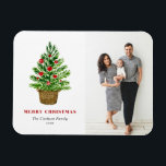 Festive Watercolor Christmas Tree Christmas Photo Magnet<br><div class="desc">Celebrate the holiday spirit with our customizable photo Christmas magnet! Perfect for capturing your favourite festive moments, this magnet allows you to create a unique keepsake that showcases your family’s joy and love during the holiday season. It features a watercolour Christmas tree with red ornaments on a wicker basket. Personalize...</div>