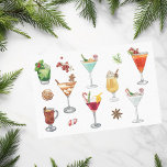 Festive Watercolor Cocktails Christmas Martini  Tissue Paper<br><div class="desc">This design may be personalized by choosing the Edit Design option. You may also transfer onto other items. Contact me at colorflowcreations@gmail.com or use the chat option at the top of the page if you wish to have this design on another product or need assistance. See more of my designs...</div>