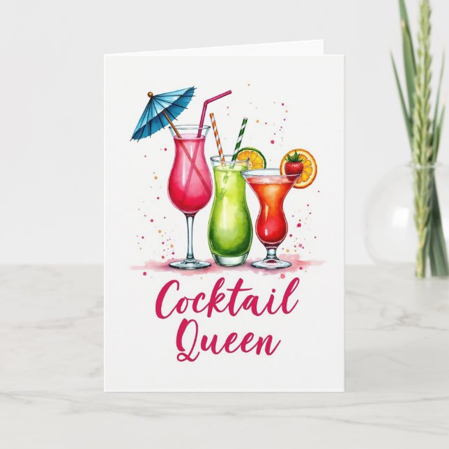 Festive Watercolor Drinks Card (Front)