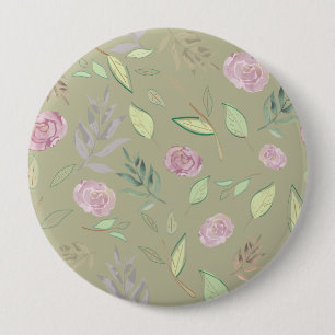 Festive Watercolor Flowers 5 4 Inch Round Button