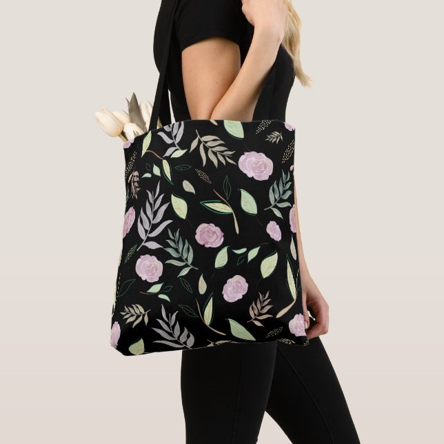 Festive Watercolor Flowers 7 Tote Bag (Close Up)