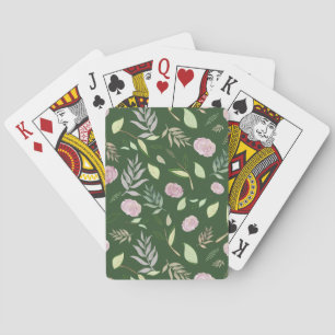 Festive Watercolor Flowers 8 Playing Cards