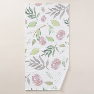 Festive Watercolor Flowers Bath Towel