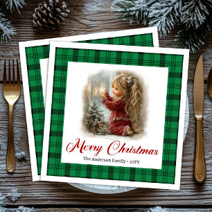 Festive Watercolor Gathering Holiday Scene Napkins