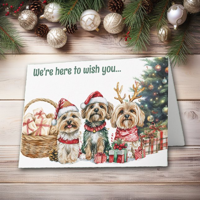 Festive Watercolor Lhasa Apso Dogs Christmas Card (Creator Uploaded)