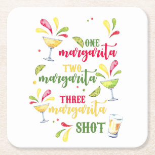 Festive Watercolor Margarita Square Paper Coaster