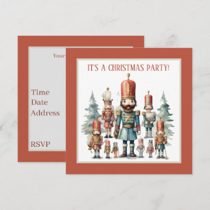 Festive watercolor nutcracker party invitation