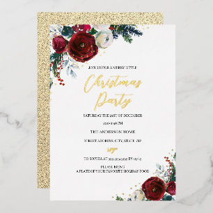 Festive Watercolor Red Foliage Christmas Party