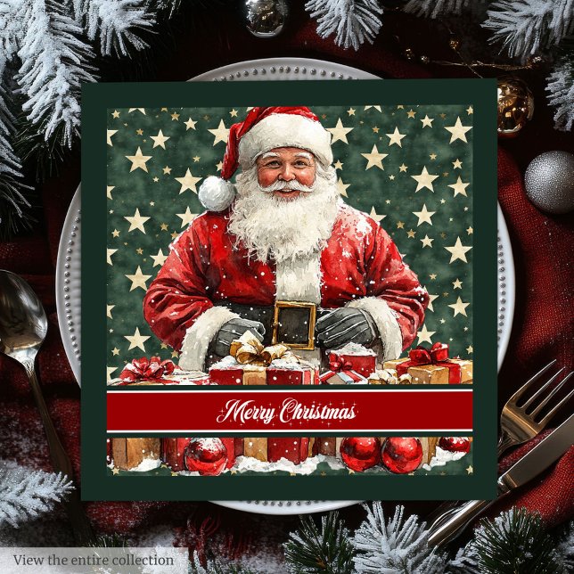 Festive Watercolor Santa Claus Table Napkins (Festive Watercolor Santa Claus Table Napkins)