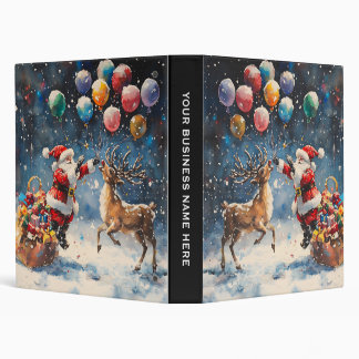 Festive Watercolor Santa Reindeer Colorful Balloon Binder
