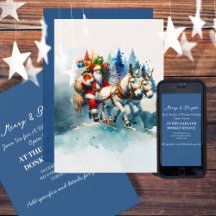 Festive Watercolor Santa With Donkeys