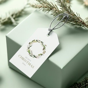 Festive Watercolor Wreath Tag