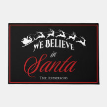 Festive We Believe in Santa black with red
