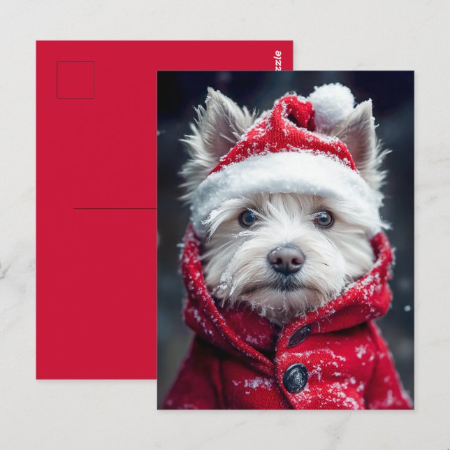 Festive Westie in the Snow Postcard (Front/Back)