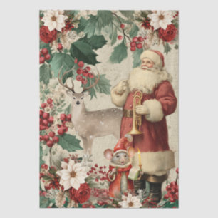 Festive Whimsical Winter Scene Christmas Decoupage Tissue Paper