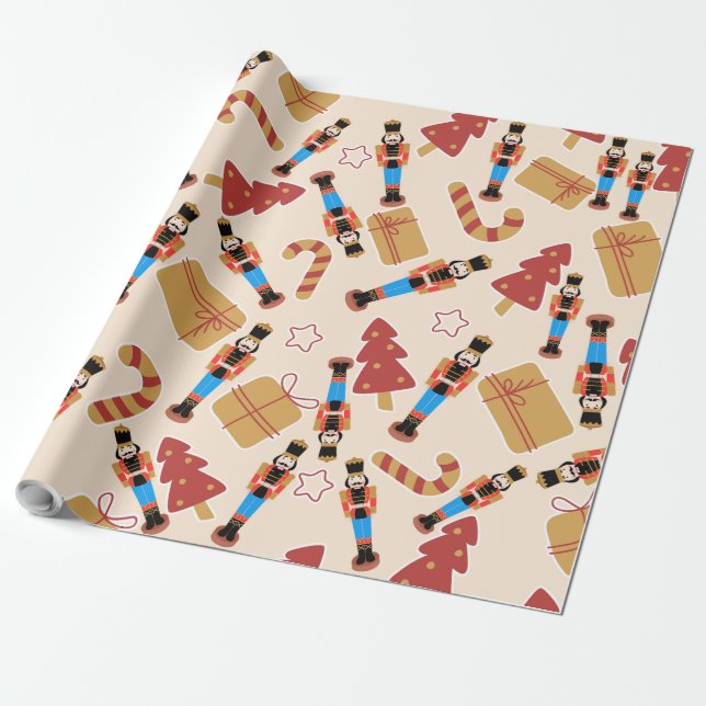 Festive Whimsy Elegance Christmas Wrapping Paper (Unrolled)