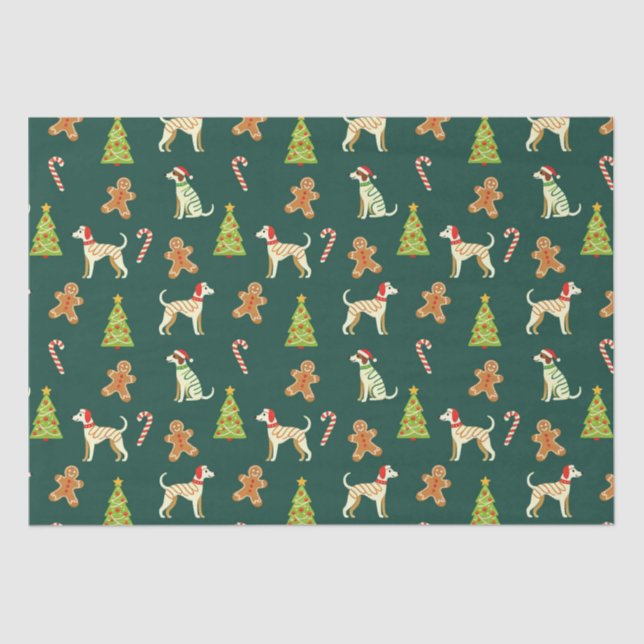 Festive Whippet Christmas Tissue Paper (Front)