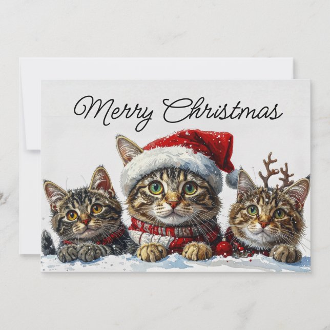 Festive Whiskers in the Snow Holiday Card (Front)