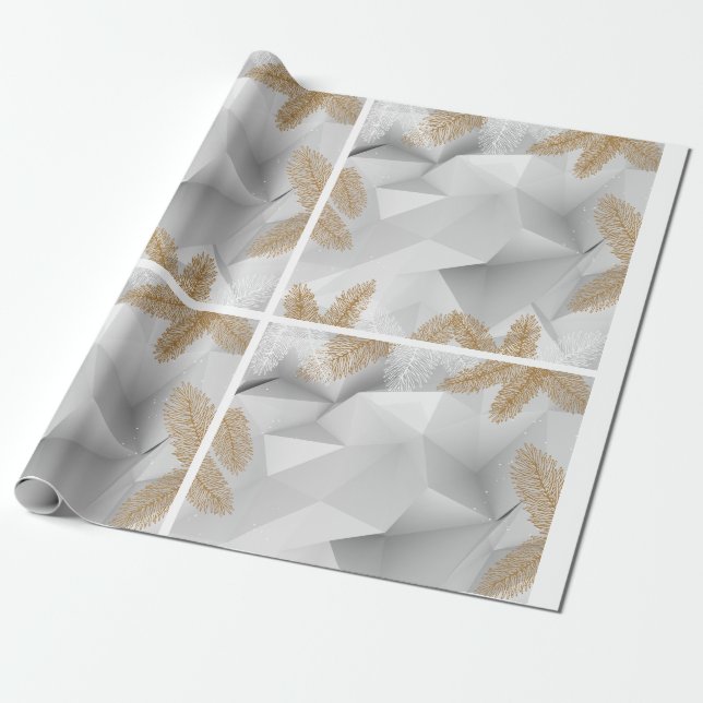 Festive White and Golden Wrapping Paper (Unrolled)