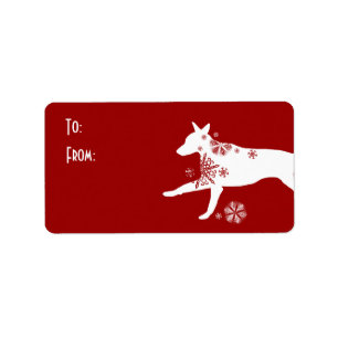 Festive White and Red Dog Gift Tag