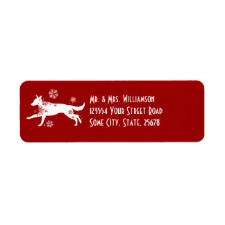 Festive White and Red Snow Dog Adresse de retour