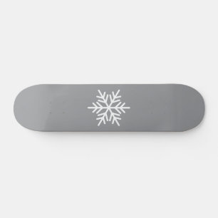 Festive White Nordic Snowflake Grey Background Skateboard