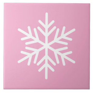 Festive White Nordic Snowflake On Chic Light Pink Tile