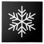 Festive White Nordic Snowflake On Modern Black Tile<br><div class="desc">This festive seasonal design features a single white Nordic snowflake centred on modern black background.</div>