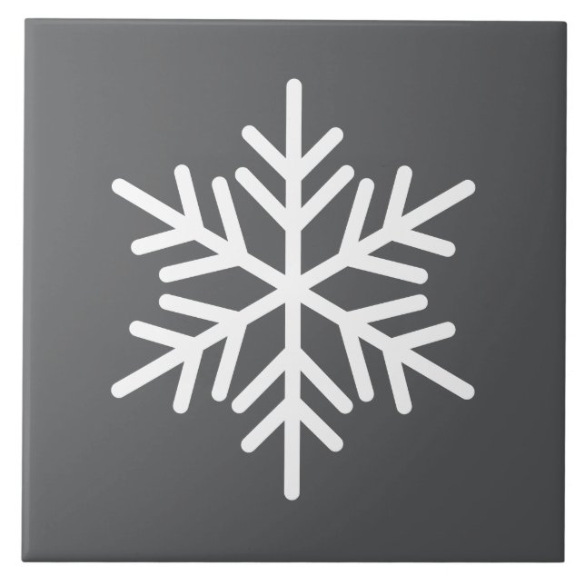 Festive White Nordic Snowflake On Modern Grey Tile (Front)