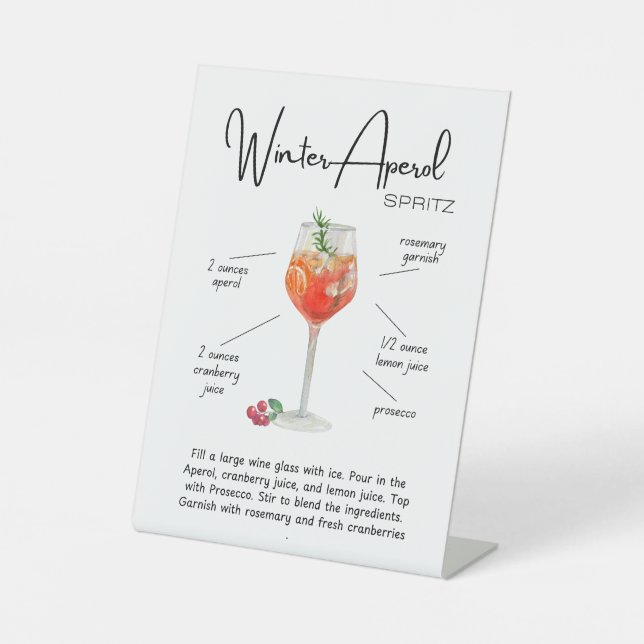 Festive Winter Aperol Spritz Cocktail Pedestal Sign (Front)