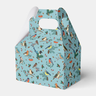 Festive Winter Birds Christmas Pattern Favor Box