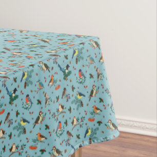 Festive Winter Birds Christmas Pattern Tablecloth