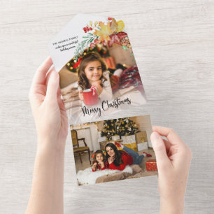 Festive Winter Botanical Calligraphy Photo All In One Invitation