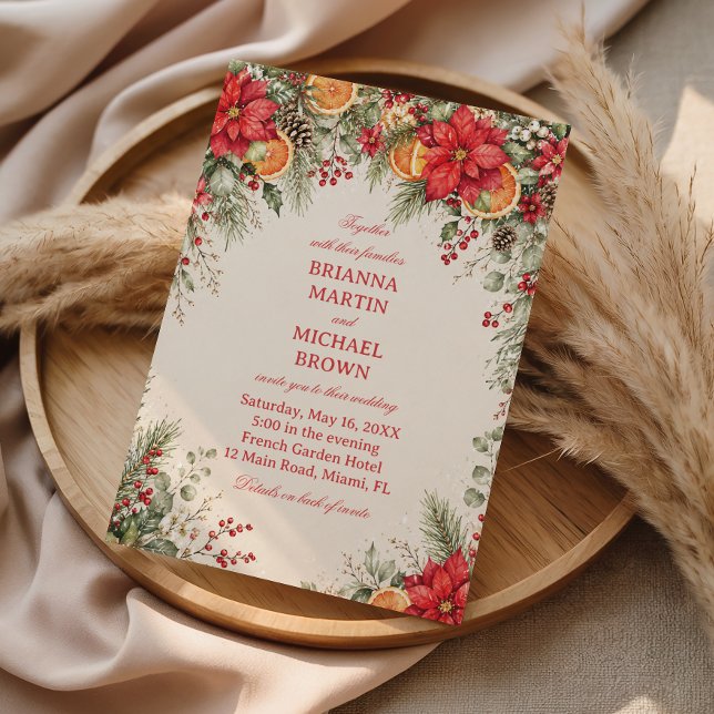 Festive Winter Botanical Citrus Elegance Invitation (Creator Uploaded)