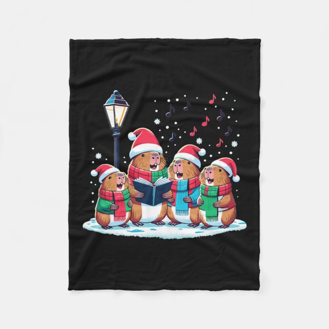 Festive Winter Capybara Christmas  Fleece Blanket (Front)