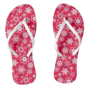 Festive Winter Christmas Holidays Snowflake Flip Flops