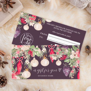 Festive winter Christmas logo gift certificate