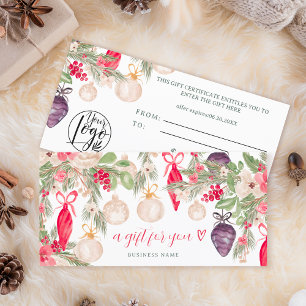 Festive winter Christmas logo gift certificate