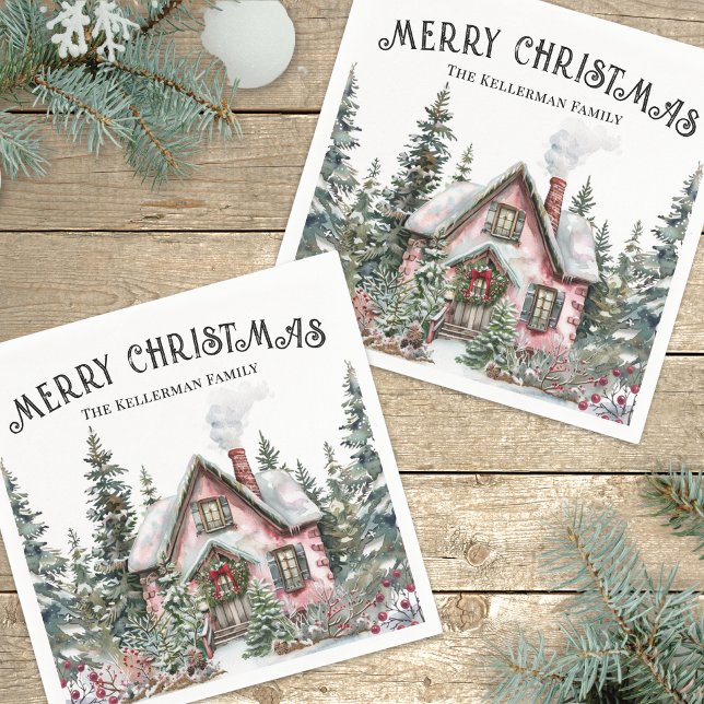 Festive Winter Christmas Napkin (Festive Winter Merry Christmas Napkins)